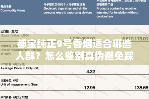 都宝纯正9号香烟适合哪些人群？怎么鉴别真伪避免踩坑？